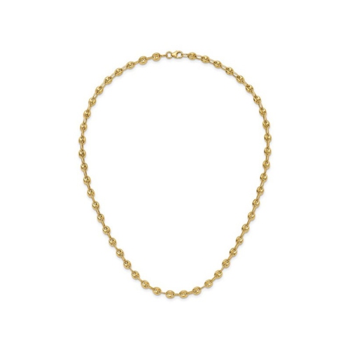 14K Yellow Gold Polished Puffed Mariner Link Necklace