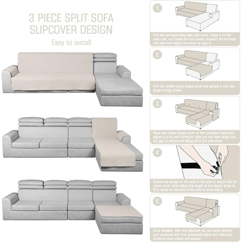 Refurbished - TAOCOCO 100% Waterproof Sectional Couch Covers L Shaped Sofa Covers