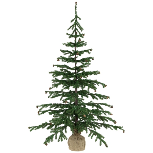 Medium Artificial Christmas Tree with Pine Cones in Burlap Base - 4' - Unlit