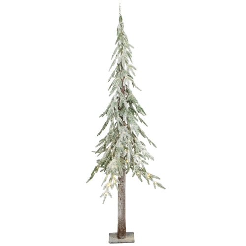 Pre-Lit Alpine Flocked Artificial Christmas Tree - 6' - Clear LED Lights