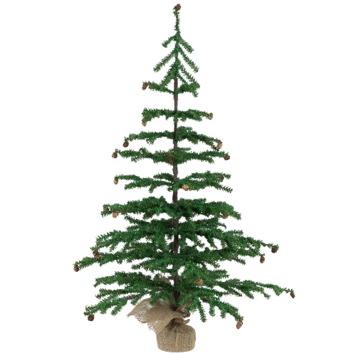 Medium Artificial Christmas Tree with Mini Pine Cones in Burlap Base - 3' - Unlit