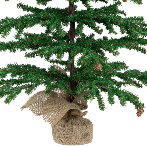 Medium Artificial Christmas Tree with Mini Pine Cones in Burlap Base - 3' - Unlit