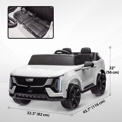 Qaba 2-Seater Ride on Car, 12V 10AH Cadillac Escalade Licensed Battery Powered Kids Electric Car with Remote Control, 4 Spring Suspension Wheels,