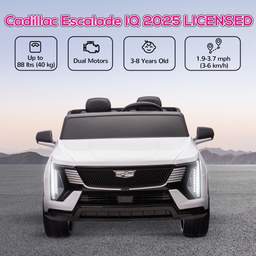 Qaba 2-Seater Ride on Car, 12V 10AH Cadillac Escalade Licensed Battery Powered Kids Electric Car with Remote Control, 4 Spring Suspension Wheels,