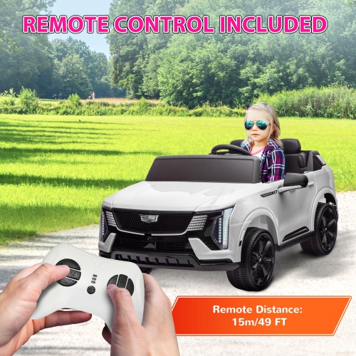 Qaba 2-Seater Ride on Car, 12V 10AH Cadillac Escalade Licensed Battery Powered Kids Electric Car with Remote Control, 4 Spring Suspension Wheels,