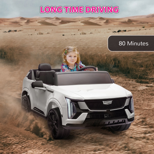 Qaba 2-Seater Ride on Car, 12V 10AH Cadillac Escalade Licensed Battery Powered Kids Electric Car with Remote Control, 4 Spring Suspension Wheels,