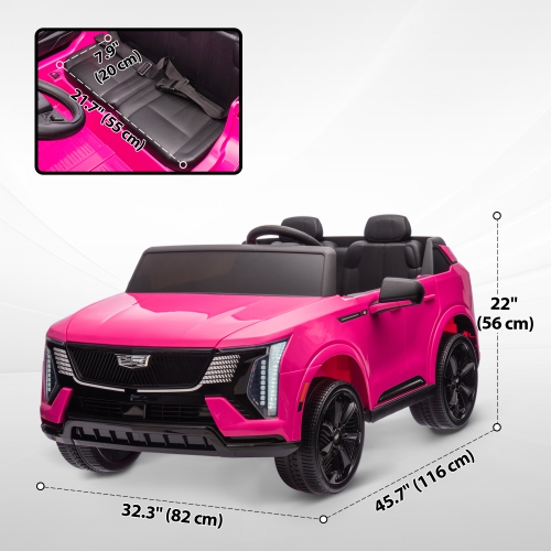 Qaba 2-Seater Ride on Car, 12V 10AH Cadillac Escalade Licensed Battery Powered Kids Electric Car with Remote Control, 4 Spring Suspension Wheels,