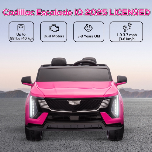 Qaba 2-Seater Ride on Car, 12V 10AH Cadillac Escalade Licensed Battery Powered Kids Electric Car with Remote Control, 4 Spring Suspension Wheels,