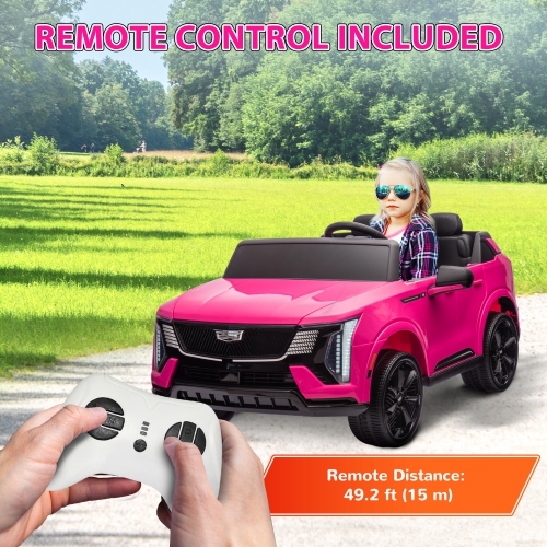 Qaba 2-Seater Ride on Car, 12V 10AH Cadillac Escalade Licensed Battery Powered Kids Electric Car with Remote Control, 4 Spring Suspension Wheels,