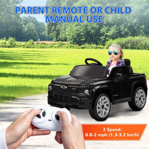 Qaba 12V Electric Car for Kids, Chevrolet Silverado Licensed Ride on Car with Back Storage, Remote, Spring Suspensions, Soft Start, Convenient