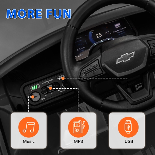 Qaba 12V Electric Car for Kids, Chevrolet Silverado Licensed Ride on Car with Back Storage, Remote, Spring Suspensions, Soft Start, Convenient