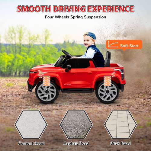 Qaba 12V Electric Car for Kids, Chevrolet Silverado Licensed Ride on Car with Back Storage, Remote, Spring Suspensions, Soft Start, Convenient