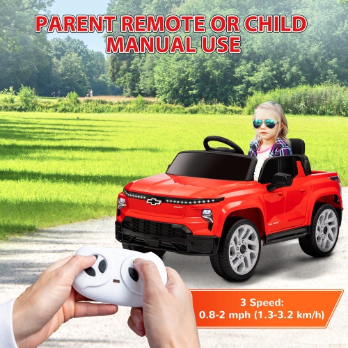Qaba 12V Electric Car for Kids, Chevrolet Silverado Licensed Ride on Car with Back Storage, Remote, Spring Suspensions, Soft Start, Convenient