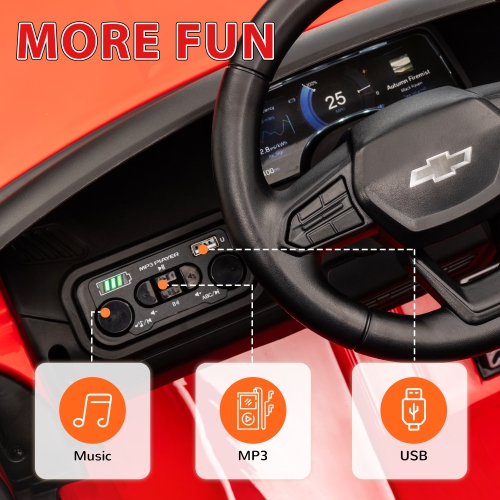 Qaba 12V Electric Car for Kids, Chevrolet Silverado Licensed Ride on Car with Back Storage, Remote, Spring Suspensions, Soft Start, Convenient