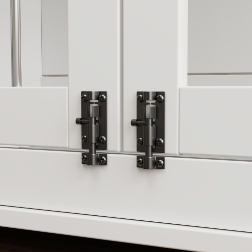 PawHut 39in Dog Crate Furniture, Dog Cage End Table with Three Doors, Blackboard, Non-slip Foot Pads, Dog Cage for Middle and Large Dogs, White