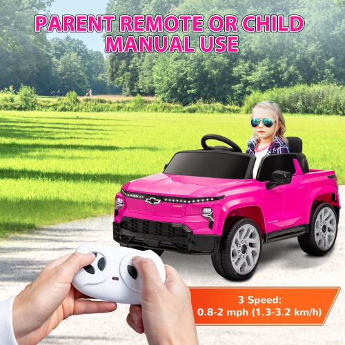 Qaba 12V Electric Car for Kids, Chevrolet Silverado Licensed Ride on Car with Back Storage, Remote, Spring Suspensions, Soft Start, Convenient