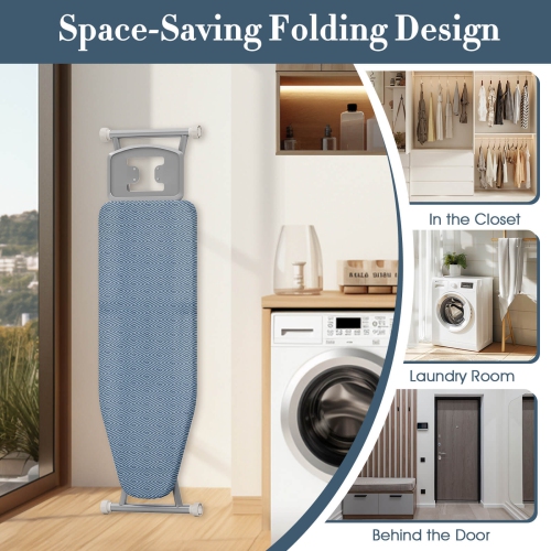 Costway Foldable Ironing Board with 7 Adjustable Heights Heat & Scorch Resistant Fabric