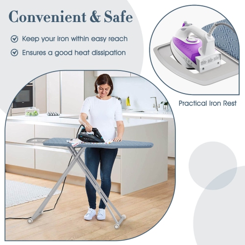 Costway Foldable Ironing Board with 7 Adjustable Heights Heat & Scorch Resistant Fabric