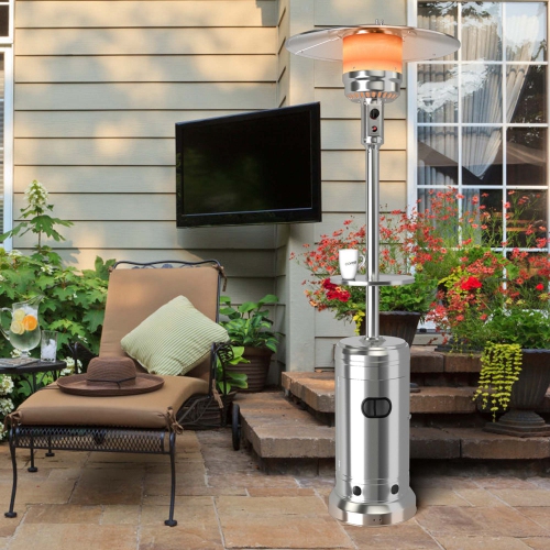 COSTWAY  50000 Btu Propane Patio Heater Standing Lp Gas Steel With Wheels