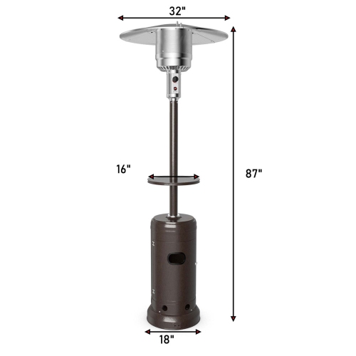 Costway 50000 BTU Propane Patio Heater Standing LP Gas Steel with Wheels