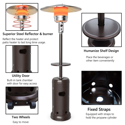 Costway 50000 BTU Propane Patio Heater Standing LP Gas Steel with Wheels