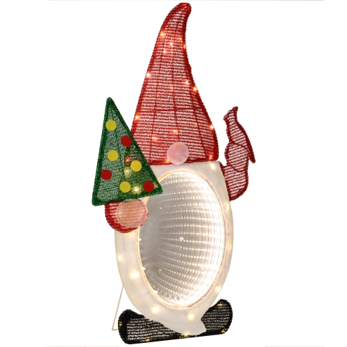 OUTSUNNY  Lighted Gnome Christmas Decoration, 3Ft Light Up Christmas Elf Gnome With 104 Led Lights, Stakes, Zip Ties for Indoor, Outdoor, Yard, Lawn