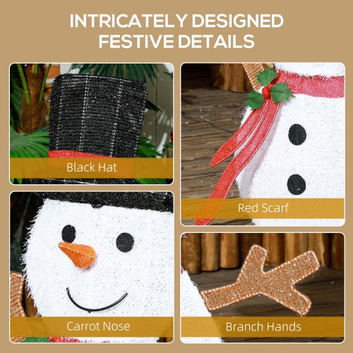 Outsunny Lighted Snowman Christmas Decoration, 2.5FT Light Up Christmas Snowman with 56 LED Lights, Stakes, Zip Ties for Indoor, Outdoor, Yard, Lawn,