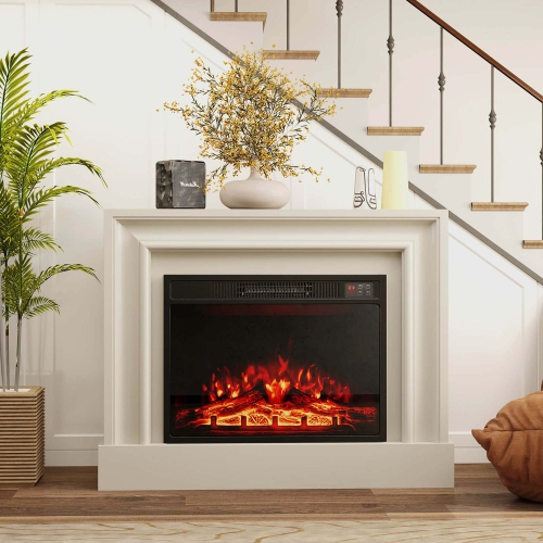 COSTWAY  23" Electric Fireplace Insert With Remote Control Adjustable Flame Color Brightness