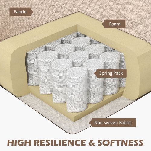 HOMCOM – Sofa modulaire en coin 4 places avec chaise longue double, canapé moderne en U avec pattes et accoudoirs en bois, canapé en tissu pour