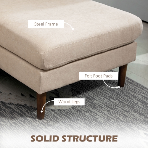 HOMCOM – Sofa modulaire en coin 4 places avec chaise longue double, canapé moderne en U avec pattes et accoudoirs en bois, canapé en tissu pour