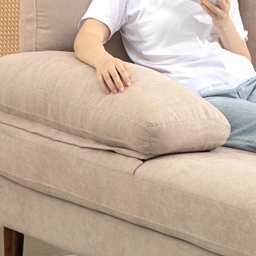 HOMCOM – Sofa modulaire en coin 4 places avec chaise longue double, canapé moderne en U avec pattes et accoudoirs en bois, canapé en tissu pour