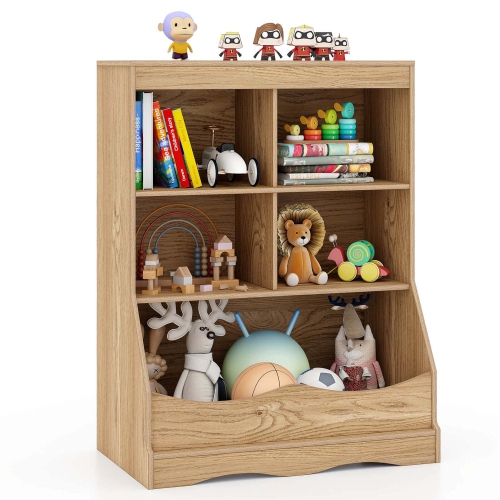 Costway 3-Tier Children's Multi-Functional Bookcase Toy Storage Bin Floor Cabinet