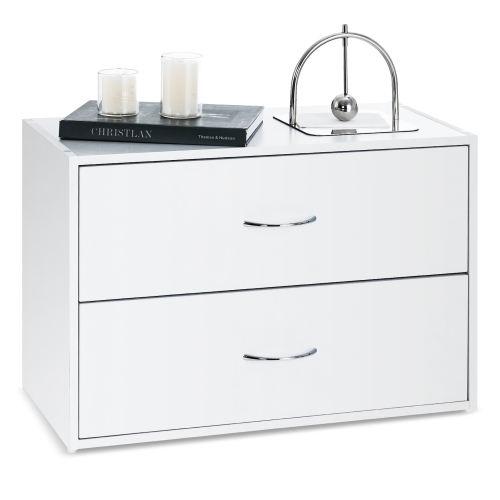 Meuble de rangement horizontal empilable à 2 tiroirs avec poignées de Costway
