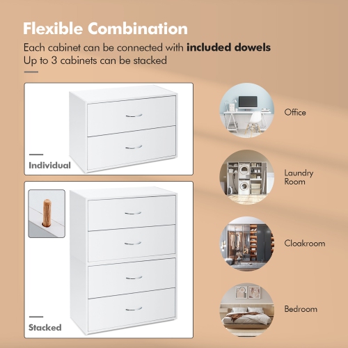 Costway 2-Drawer Dresser Stackable Horizontal Storage Organizer w/Handles