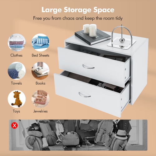 Costway 2-Drawer Dresser Stackable Horizontal Storage Organizer w/Handles