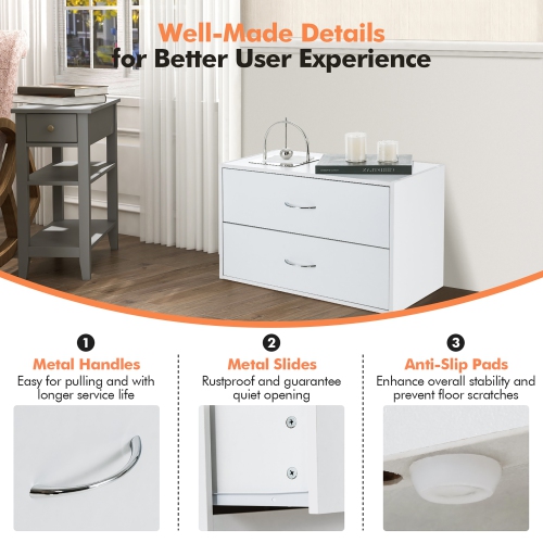 Costway 2-Drawer Dresser Stackable Horizontal Storage Organizer w/Handles