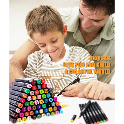 ATOPSTAR 80 Colors Alcohol Markers Artist Drawing Art Markers Dual Tip Markers for Adult Coloring Painting Supplies Perfect for Adult Students