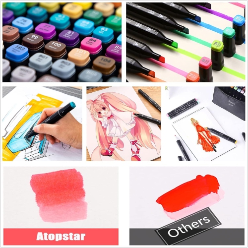 ATOPSTAR 80 Colors Alcohol Markers Artist Drawing Art Markers Dual Tip Markers for Adult Coloring Painting Supplies Perfect for Adult Students