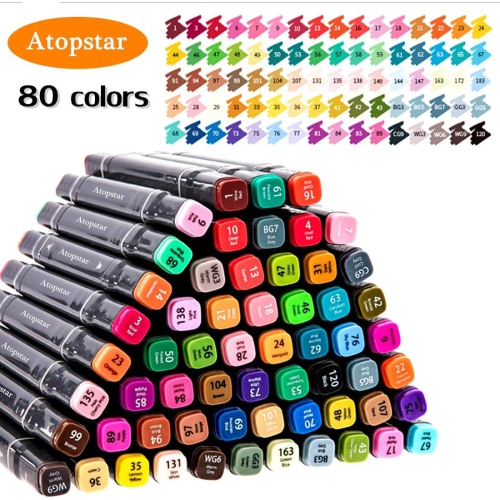 ATOPSTAR 80 Colors Alcohol Markers Artist Drawing Art Markers Dual Tip Markers for Adult Coloring Painting Supplies Perfect for Adult Students