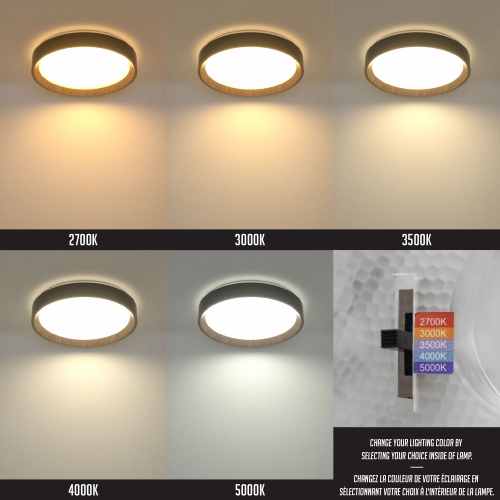 BAZZ SOLAS – Plafonnier encastré à DEL de 15 po, intensité réglable, 1320 lumens, température de couleur réglable, efficacité énergétique 25 W,