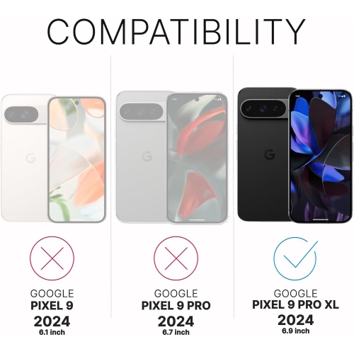 Inskin Screen Protector for Google Pixel 9 Pro XL – 3-Pack Tempered Glass for Screen & 3-Pack for Camera Lens, Fingerprint ID Support