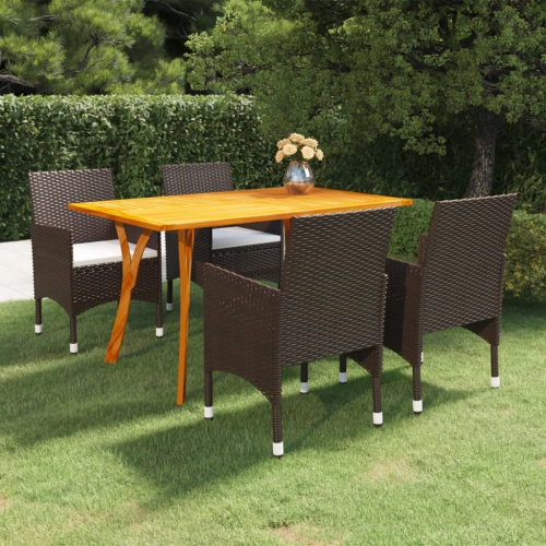 vidaXL 5 Piece Garden Dining Set Brown
