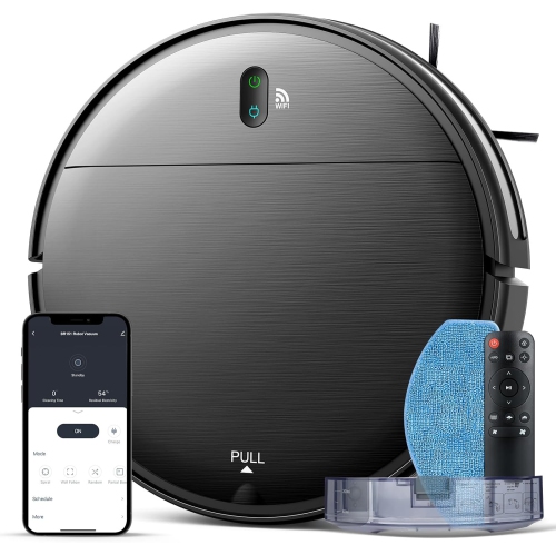 Robot Vacuum and Mop Combo: Powerful Suction, Wi-Fi/App Control, Self-Charging, Ideal for Pet Hair, Hard Floors & Carpets