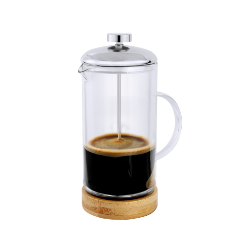 JS Gourmet – Cafetière à piston en verre avec base en bambou, capacité 800&nbsp;ml