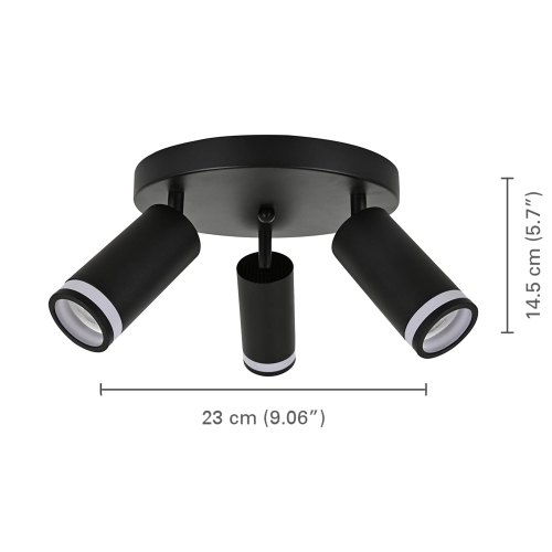 Luminaire directionnel Xtricity à 3 têtes, 9,06&nbsp;po de largeur, de la collection Valegro, noir
