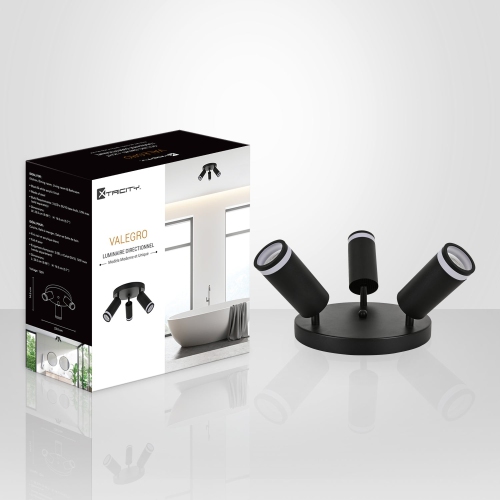Luminaire directionnel Xtricity à 3 têtes, 9,06&nbsp;po de largeur, de la collection Valegro, noir