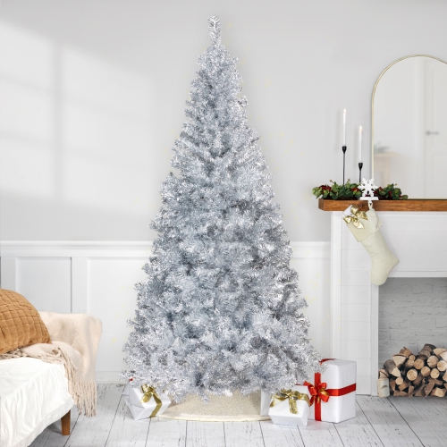 Artificial Tinsel Christmas Tree - 7' - Silver - Unlit