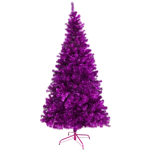 Artificial Tinsel Christmas Tree - 7' - Purple - Unlit