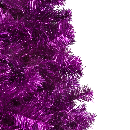 Artificial Tinsel Christmas Tree - 7' - Purple - Unlit