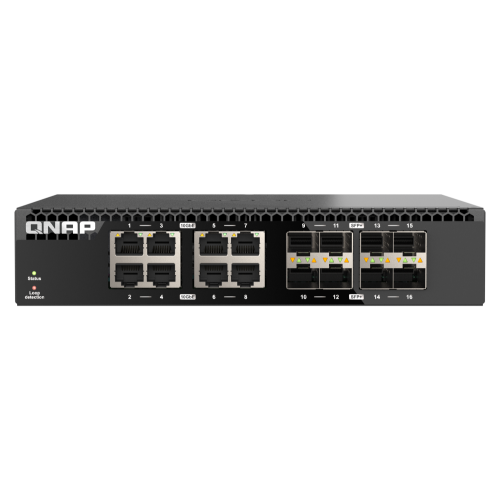 QNAP QSW-3216R-8S8T-US 16-Port Half-Width Rackmount 10GbE Unmanaged Switch for SMB/SOHO high-Speed Networking environment